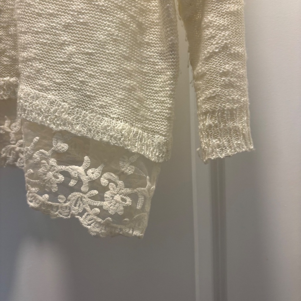 Its Our Time White Cream Scoop Neck Sweater with Lace Trim - Picture 4 of 6